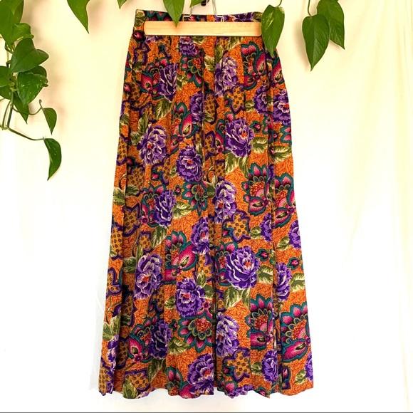 SOLD 🛑 Vintage Floral Motif Midi / Maxi Skirt - Picture 1 of 5